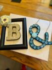 Handcrafted Initials With Black Frame & The Ampersand Sign Enhanced With Beads