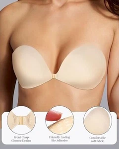 4 Pair APOWUS Sticky Bra Push Up for Women, Adhesive Invisible Bra, Backless Str - Picture 1 of 7
