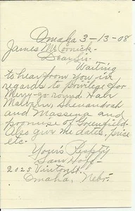 1908 OMAHA NEBRASKA Handwritten Letter - Picture 1 of 2