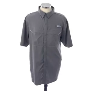 Camisa Columbia Omni Shade Para Hombre Talla XL Gris Sólido Manga Corta Botón - Imagen 1 de 12