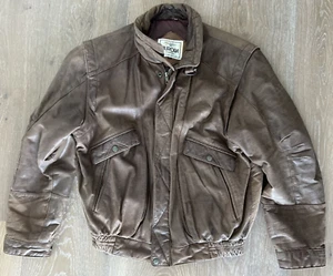 Chaqueta Bombardero Vintage Para Hombre AURORA International de Cuero Marrón - Chaqueta Grande - Imagen 1 de 6