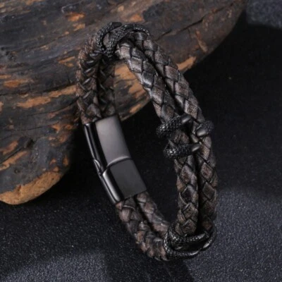 Brazalete gótico gótico garra de dragón para hombre retro trenzado de cuero joyería hecha a mano Foto 1 de 4
