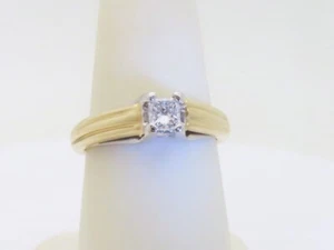 Platinum & 18k Gold Princess Diamonds Engagement Rings Stamped .28ct Size 7 R163 - Picture 1 of 10