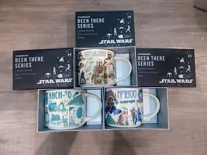 2022 Starbucks Disney Star Wars Been There Mug Set Naboo Nevarro Ahch-To NEW - Picture 1 of 4