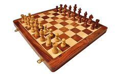 Handmade Magnetic Wooden Chess Board & Chessmen Set with Extra Queens 16 x 16''