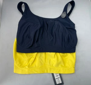 NUEVO M&S GOODMOVE 32G PAQUETE DOBLE 2 SUJETADORES DEPORTIVOS ALTO IMPACTO SIN AROS AMARILLO MARINO - Imagen 1 de 6