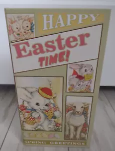 New Vintage Style "Happy Easter Time" Faux Book Storage Stash Box Lamb & Bunny - Picture 1 of 5