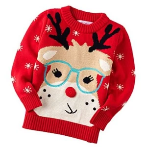 Girl's Long Sleeve Knit Elk Christmas Sweater Tops 2-3T Reindeer - Picture 1 of 8