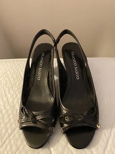 Franco Sarto Sandale schwarz Leder Damen 6 1/2 M Absatzhöhe 2,75” - Bild 1 von 16