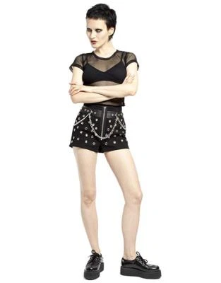 Tripp NYC Gótico Punk Metal Gótico Banda de Rock Oscuro Negro Tachuelas y Cadena Corto SD4657 Foto 1 de 4