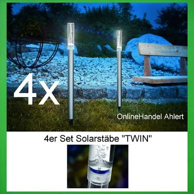 4x LED Solarlampe Solarstäbe Solar Gartenlampe Dekoleuchte Edelstahl Leuchte NEU - Bild 1 von 4
