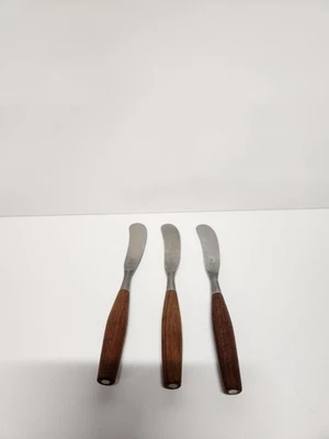 Dansk FJORD Butter Spreaders Teak Handle Stainless Steel Germany 6 5/8” Set of 3 - Image 1 of 2