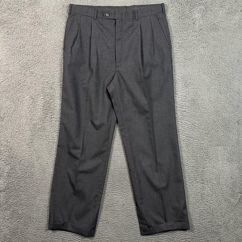 Pantalone Christian Dior uomo 34x31 grigio plissettato abito pantaloni misto lana classico