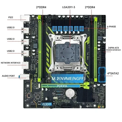 X99 Motherboard Set with LGA2011-3 Xeon E5 2630 V4 CPU DDR4 16GB (1*16GB) 2133Mh - Image 1 of 4