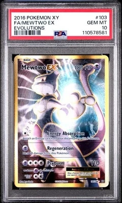 Pokémon XY Evolutions 2016 arte completo FA Mewtwo EX 103/108 PSA 10 FA/MEWTWO Foto 1 de 2