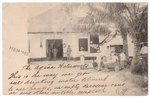 1909 Agaña, Islas Marianas, Guam - Centro de distribución de agua, nativos, soldados - Imagen 1 de 2