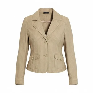 Sonoma Baumwolljacke Damen XL hellbraun rosa gestreift Fischgrätmuster leicht ungefüttert - Bild 1 von 13