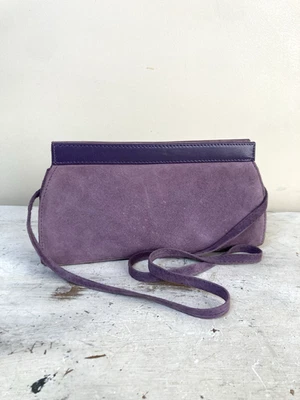 Jacques Vert Purple Suede Handbag Evening Occasion Wear Shoulder Bag - Image 1 of 4