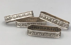 Wallace #76 Sterling Silber 4er Set Floral Serviettenringe, schonend gebraucht - Bild 1 von 4