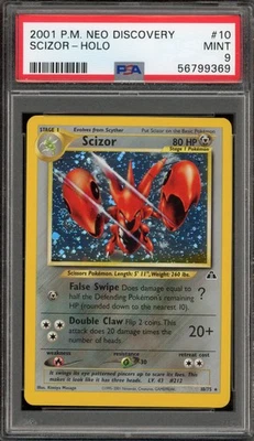 Pokemon Scizor Neo Discovery Unlimited Holo Rare #10 PSA 9 Mint - Image 1 of 2