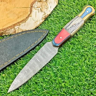 Premium Handmade Damascus Steel Dagger Knife – Outdoor Boot Knife /Sheath Z-5931 - Image 1 of 4