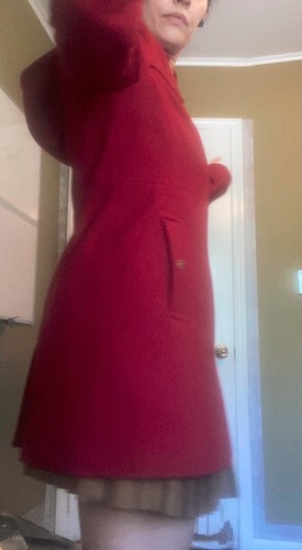 Cappotto invernale rosso Michael Kors taglia media con colletto e cappuccio e cerniera oro