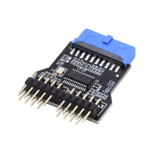 CY Motherboard 19pin USB 3.0 Header 1 to 2 USB2.0 9Pin Female Extension Black - Afbeelding 1 van 14