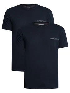 Emporio Armani de los hombres Pack de 2 camisetas de salón, Azul - Imagen 1 de 6