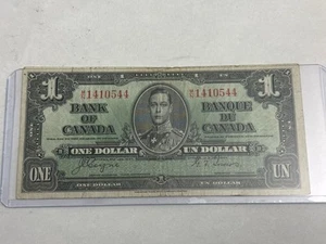 1937 Canada $1 Banknote – George VI – Coyne/Towers Signatures - Picture 1 of 2