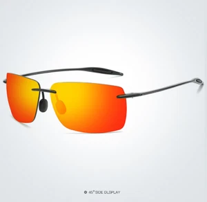 Ultra Light TR90 Rimless Polarised Square Sunglasses For Men Driving Glasses - Picture 1 of 24