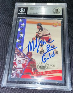 MIKE ERUZIONE SIGNED SIGNATURE ROOKIES 1980 TEAM USA CARD BECKETT MIRACLE ON ICE
