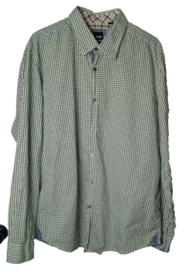 Xadrez Hugo Boss masculino verde branco ajuste regular tamanho XL - Imagem 1 de 4