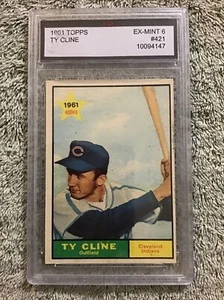 1961 Topps Ty Cline #421 novato radiocontrol graduado FGS 6 como nuevo Cleveland Indians - Imagen 1 de 2