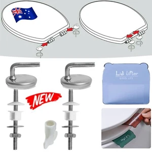 2x Toilet Seat Fix Fitting Back To Wall Hinges Replacement Tools Stainless Steel - Picture 1 of 15