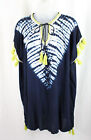 Skemo Women's Navy White Tie Dye Tassel Bead Accent Cover Up Dress Size Small
