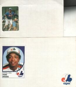(2) Hubie Brooks Autographed Vintage Topps Stickers NY Mets & Expos