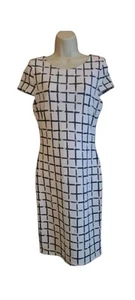 Women's Black And White Dress Office Chic Zip Up Back- M/L Windsor  - Picture 1 of 4
