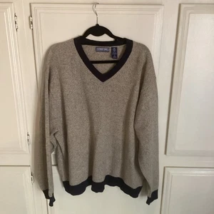 STRUCTURE V-Neck Long Sleeve 100% Lambs Wool Sweater Men's XL - Picture 1 of 6