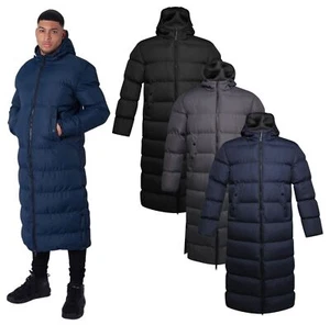Mens Long Padded Puffer Jacket Soulstar Hooded Lightweight Outerwear Coat S-3XL - Picture 1 of 15