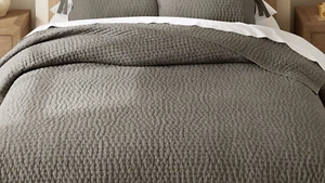 Pottery Barn Pickstitch Pick Stitch FULL QUEEN Size Quilt ANTHRAZIT grau NEU - Bild 1 von 7