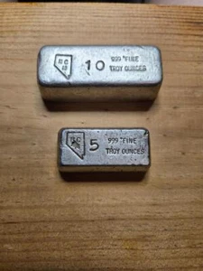 15 OZ SET 5 OZ & 10 OZ NCM NEVADA COIN MART .999 SILVER STATE BULLION INGOT BARS - Picture 1 of 3