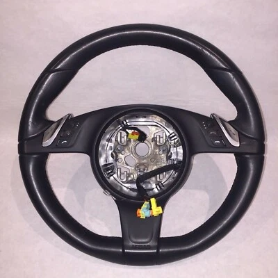 PORSCHE CAYENNE 958 PANAMERA 970 STEERING WHEEL 2014 2015 BLACK LEATHER OEM - Image 1 of 4