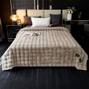 Quilt Faux Fur Modern Art Blanket Wedding Blanket Warm Blanket Thick Bed Cover