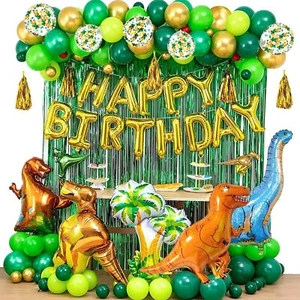139 Pcs Dinosaur Birthday Party Decorations with Balloon Pump, Party Curtains Ju - Picture 1 of 1