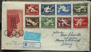 Yugoslavia 1956 Olympics Melbourne Australia compl.set, Mi #804-11 used on cover