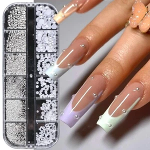 Perlen Nailart Strass verschiedene Größen DIY Halbrund Perlen Flatback Steine - Bild 1 von 10