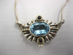 Sterling Silver Caviar Pendant Lagos Aquamarine Amethyst Pearl 19.95 g 18K Gold - Picture 1 of 11