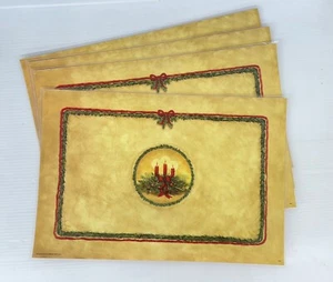 MCMLXXXV Christmas Holiday Candle Double Sided Placemats Set of 4 Laminated - Picture 1 of 4