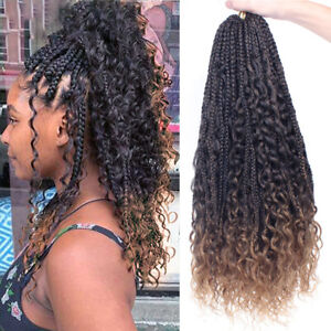 20" Curly Goddess Box Braids Synthetic Messy Boho Braids Crochet Hair Extensions