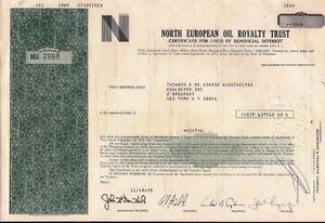 Stock certificate North European Oil Roylty Trust dated 1975 or 1976 - Picture 1 of 1